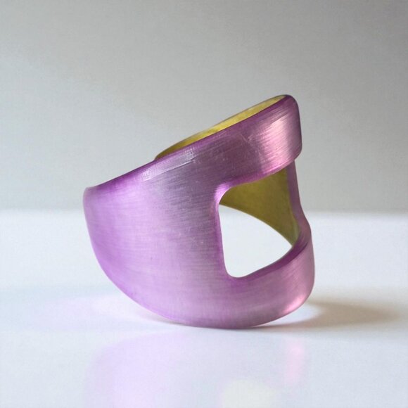 ALEXIS BITTAR Chunky Wide LILAC Carved Lucite Cuff Bangle Bracelet - Picture 3 of 6